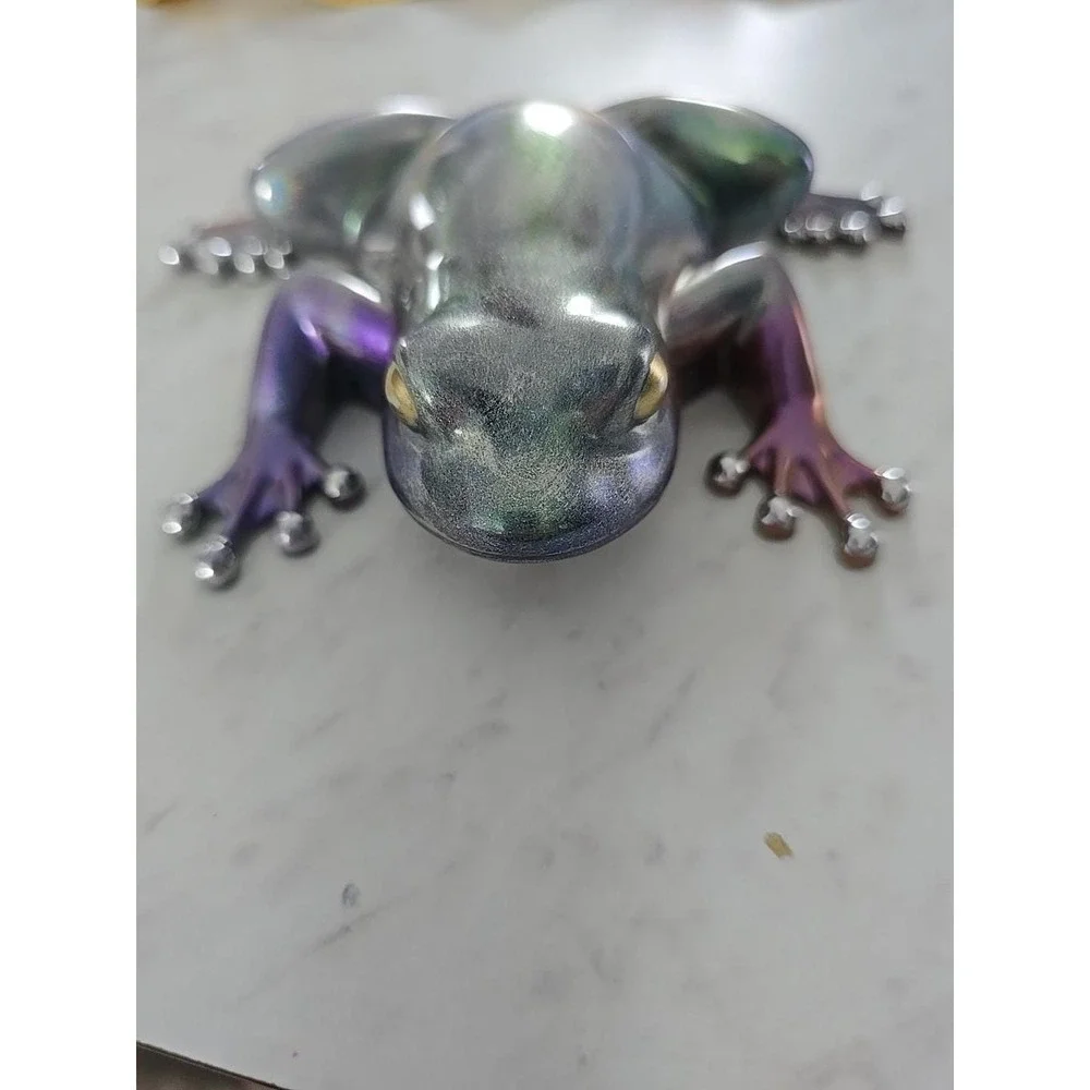 Resin Frog‎ Home Decor Figure Handmade 716 Silver